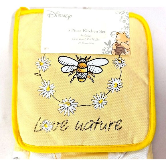 Disney Winnie the Pooh Kitchen Towel Potholder Oven Mitt Bees Honey Pot 3-Pc - Picture 4 of 10